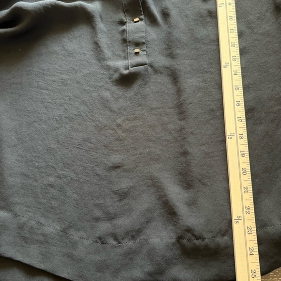 Zara Basic Black Semi Sheer Blouse with Mini Gold Peg Buttons - Picture 11 of 14